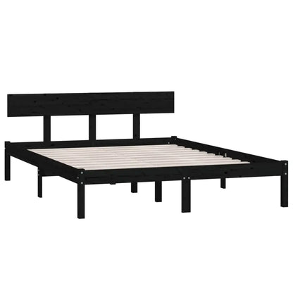 Bed Frame without Mattress Black Solid Wood Small Double - Living with Luxury