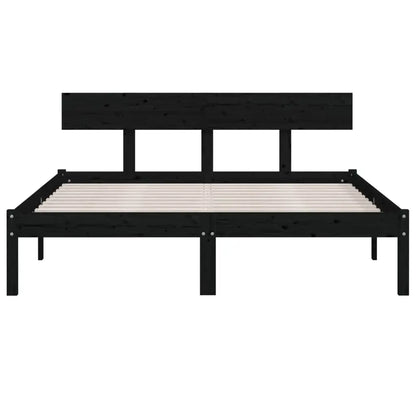 Bed Frame without Mattress Black Solid Wood Small Double - Living with Luxury