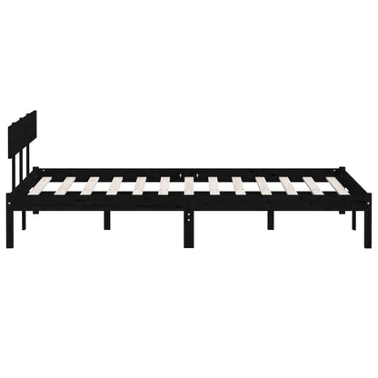 Bed Frame without Mattress Black Solid Wood Small Double - Living with Luxury