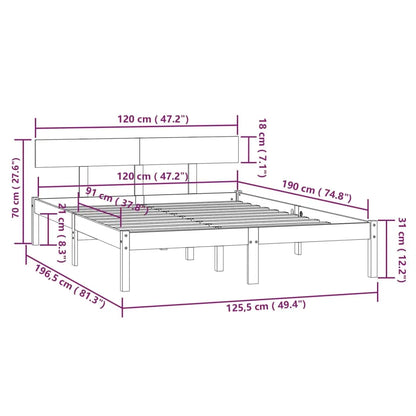 Bed Frame without Mattress Black Solid Wood Small Double - Living with Luxury