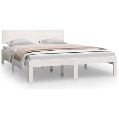 Bed Frame without Mattress White Solid Wood Pine - Living with Luxury
