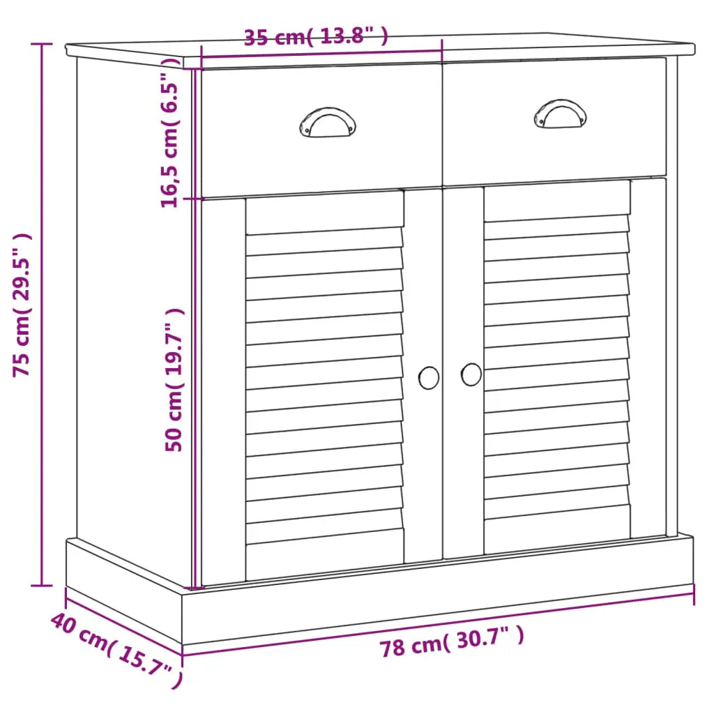 Sideboard with Drawers VIGO White Solid Wood Pine - Living with Luxury