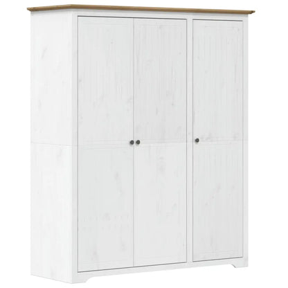 Wardrobe BODO White and Brown Solid Wood Pine - Living with Luxury