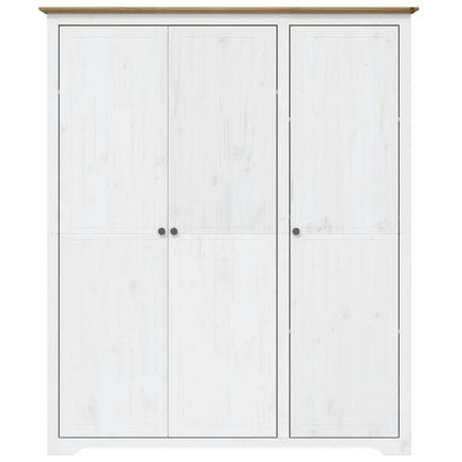 Wardrobe BODO White and Brown Solid Wood Pine - Living with Luxury