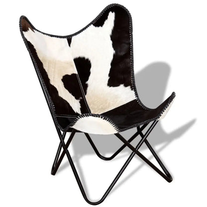 Butterfly Chair Black and White Real Cowhide Leather - Living with Luxury