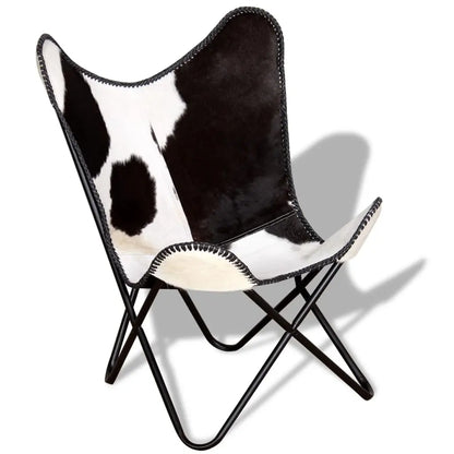 Butterfly Chair Black and White Real Cowhide Leather - Living with Luxury