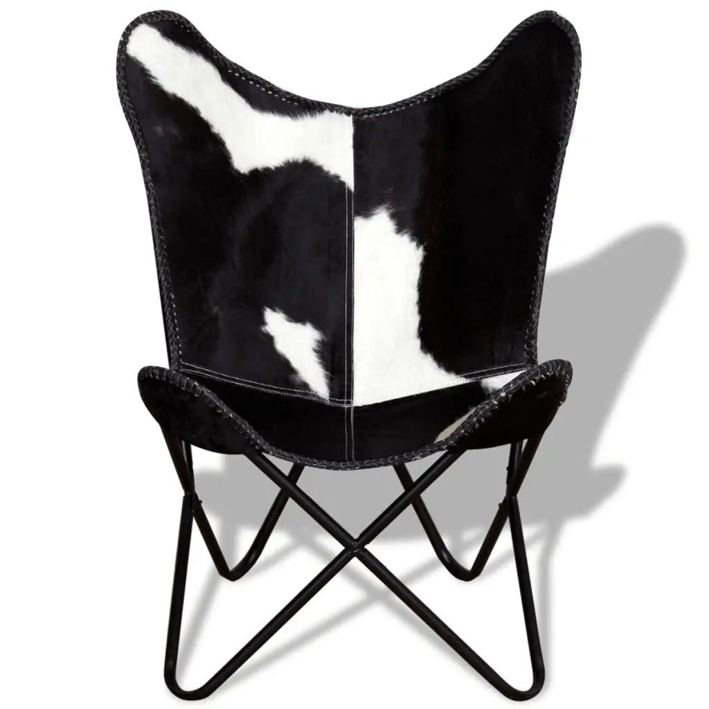 Butterfly Chair Black and White Real Cowhide Leather - Living with Luxury