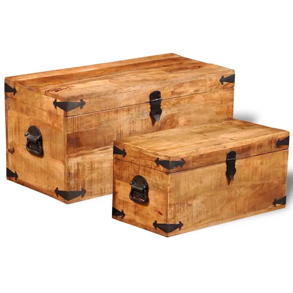 Storage Chest Set 2 Pieces Rough Mango Wood - Living with Luxury