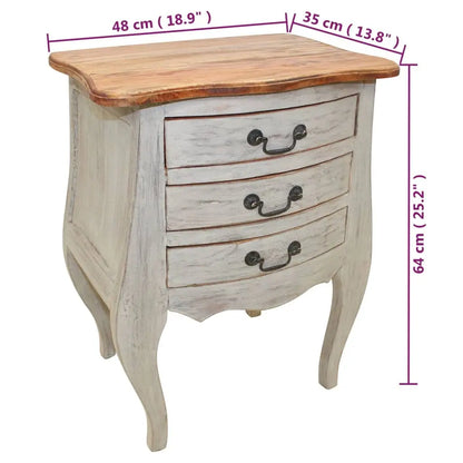 Bedside Cabinet Solid Mahogany Wood - Living with Luxury