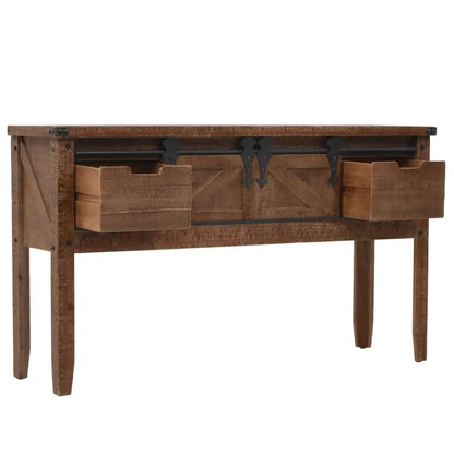 Console Table Solid Fir Wood Brown - Living with Luxury