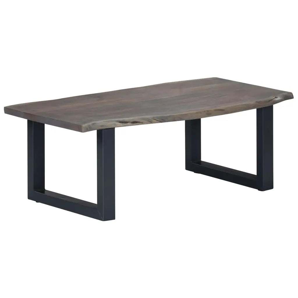 Coffee Table with Live Edges Grey Solid Acacia Wood - Living with Luxury