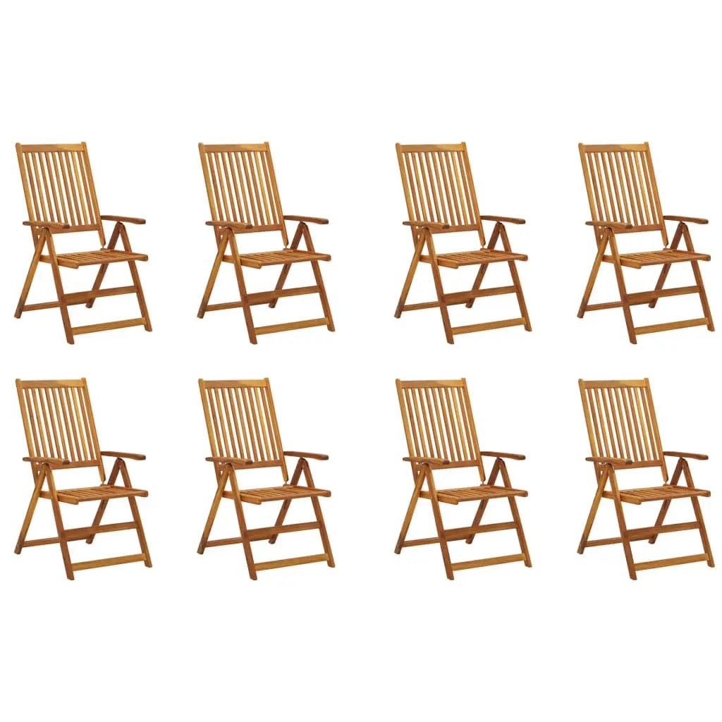 Folding Garden Chairs 8 pcs Solid Acacia Wood - Living with Luxury