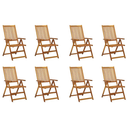 Folding Garden Chairs 8 pcs Solid Acacia Wood - Living with Luxury