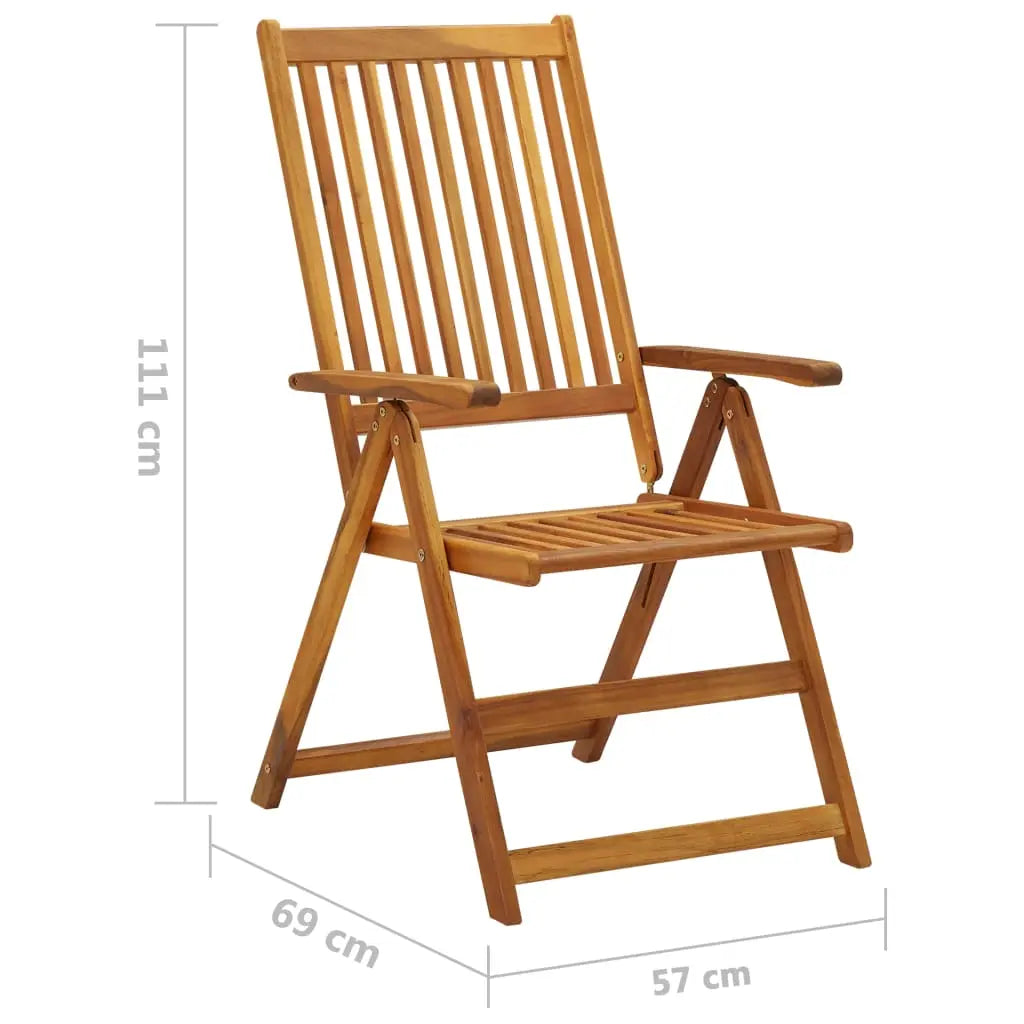 Folding Garden Chairs 8 pcs Solid Acacia Wood - Living with Luxury