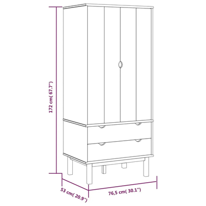 Wardrobe OTTA Solid Wood Pine - Living with Luxury