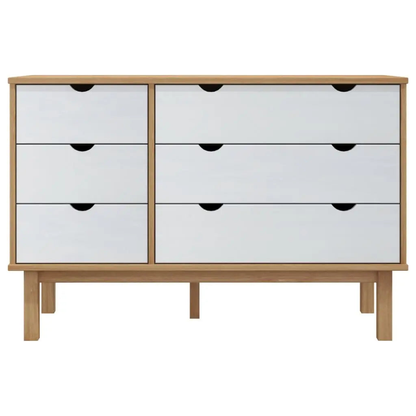 Drawer Cabinet OTTA Brown&White Solid Wood Pine - Living with Luxury