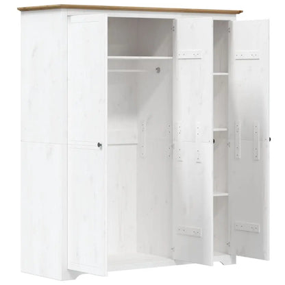 Wardrobe BODO White and Brown Solid Wood Pine - Living with Luxury