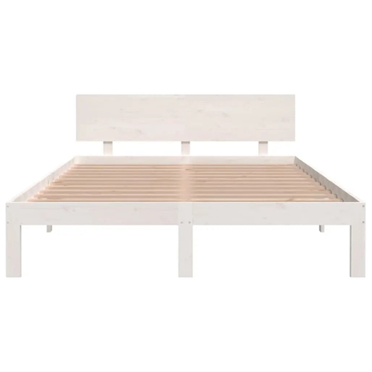 Bed Frame without Mattress White Solid Wood Pine - Living with Luxury