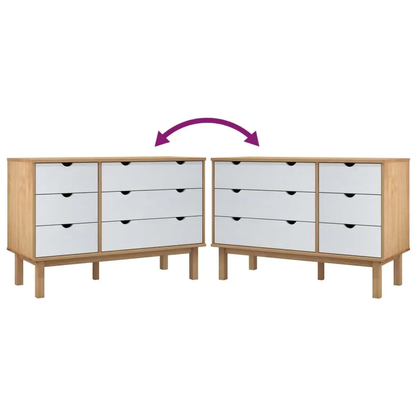Drawer Cabinet OTTA Brown&White Solid Wood Pine - Living with Luxury