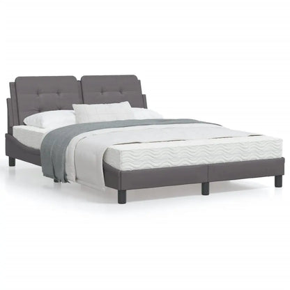 Bed Frame without Mattress Grey Faux Leather - Living with Luxury