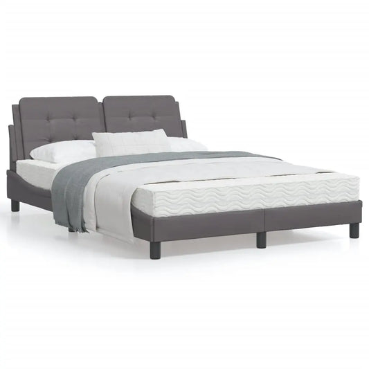 Bed Frame without Mattress Grey Faux Leather - Living with Luxury