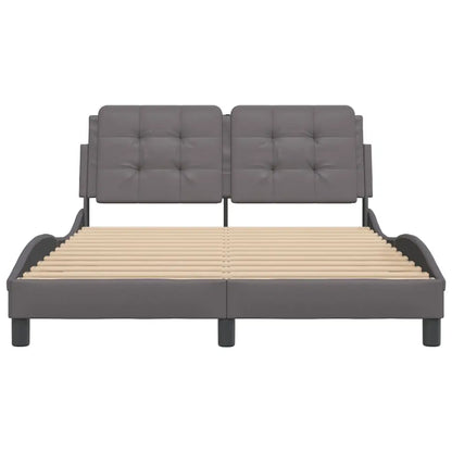 Bed Frame without Mattress Grey Faux Leather - Living with Luxury