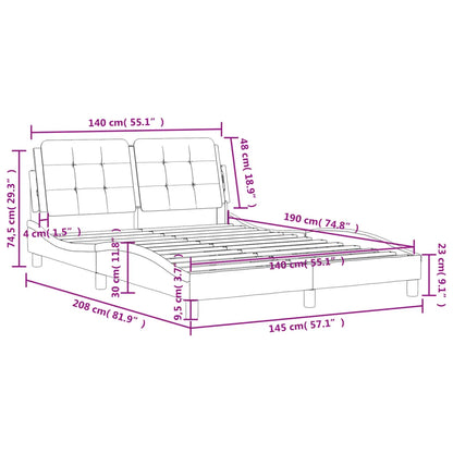 Bed Frame without Mattress Grey Faux Leather - Living with Luxury