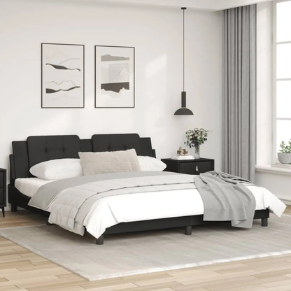 Bed Frame without Mattress Black Super King Faux Leather - Living with Luxury
