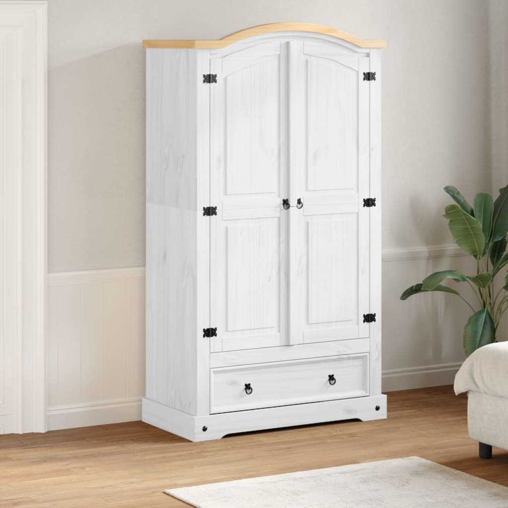 Wardrobe Corona White Solid Wood Pine Living with Luxury