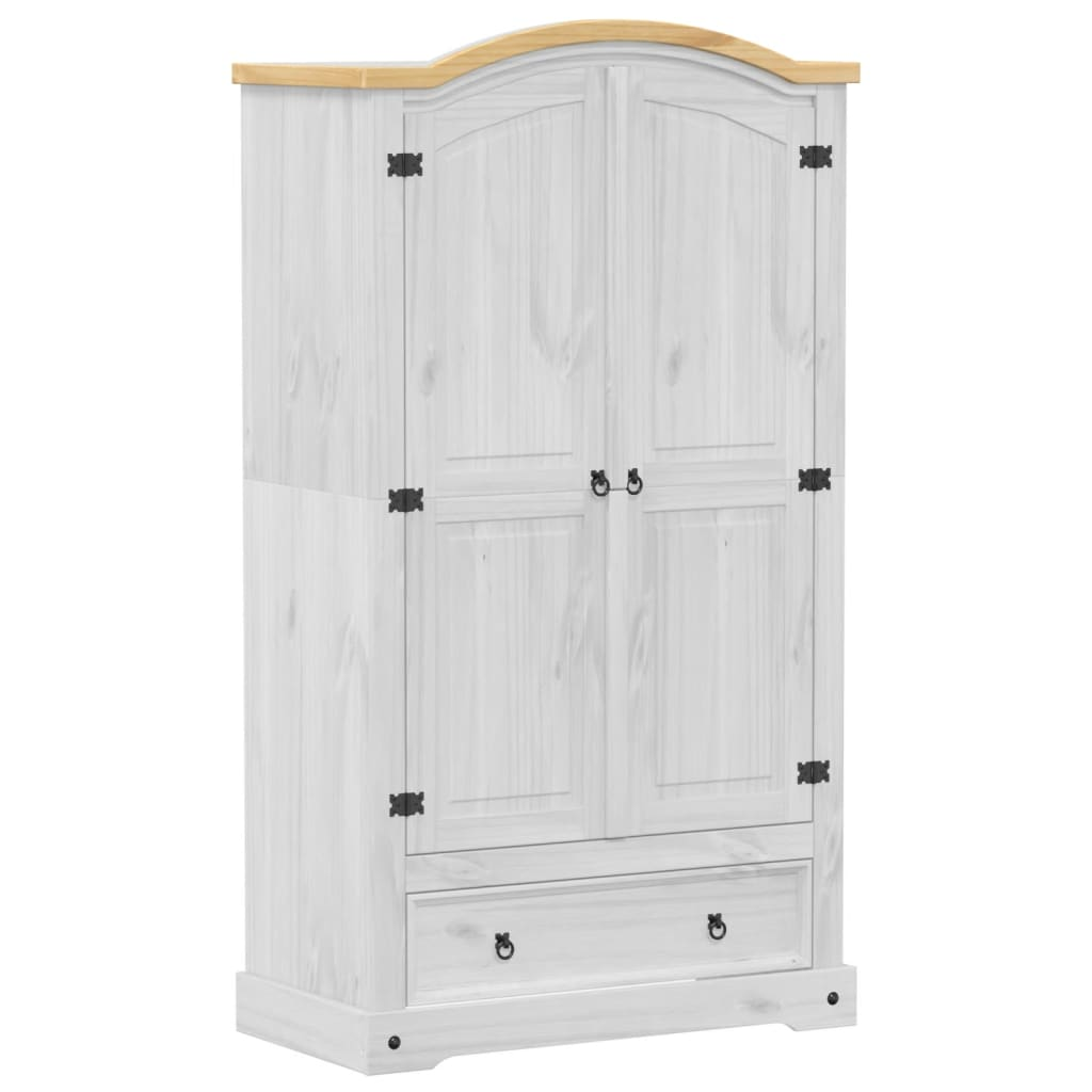 Wardrobe Corona White Solid Wood Pine Living with Luxury