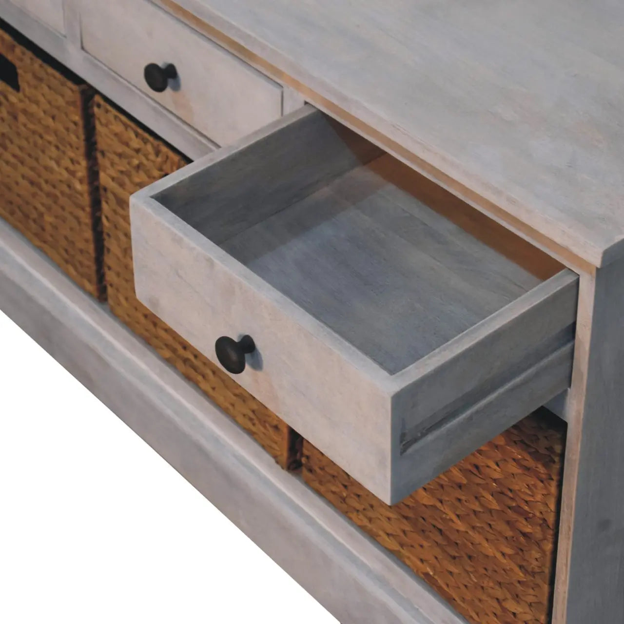 Acid Wash Basket Storage Cabinet Living with Luxury