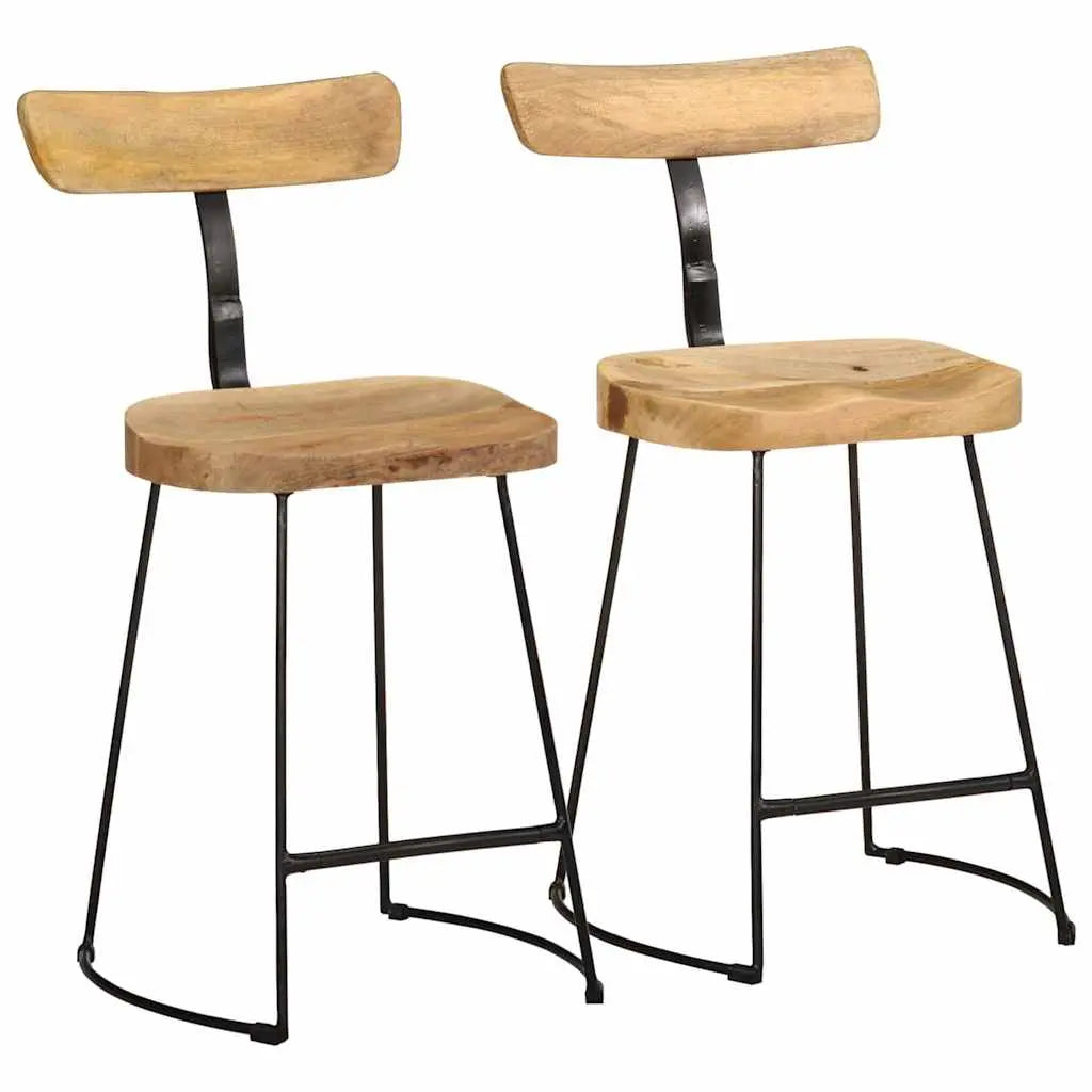 Bar Stools 2 pcs Solid Wood Mango Living with Luxury