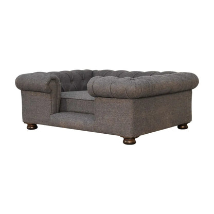 Battleship Tweed Button Pet Bed Living with Luxury