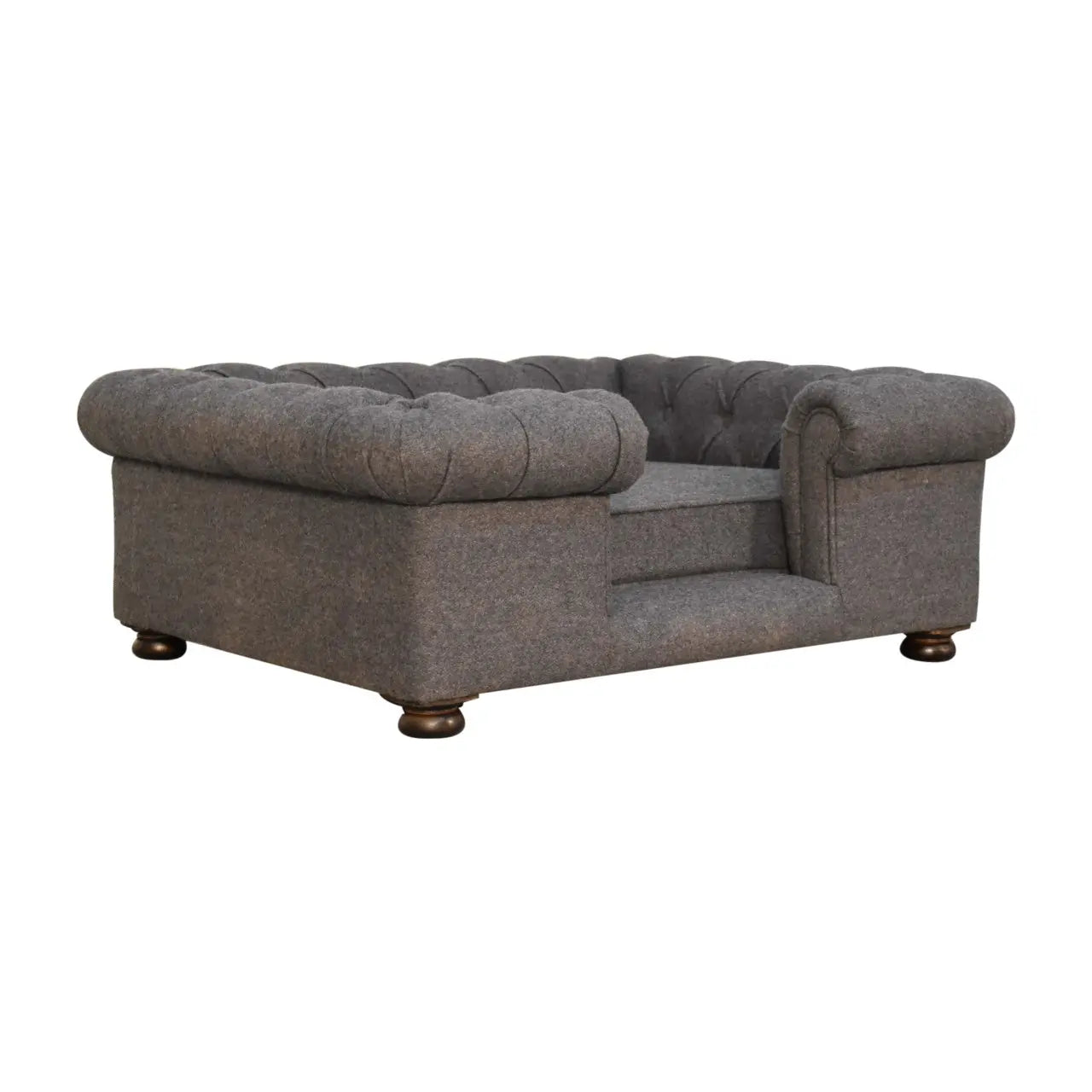 Battleship Tweed Button Pet Bed Living with Luxury