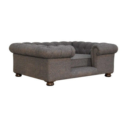 Battleship Tweed Button Pet Bed Living with Luxury
