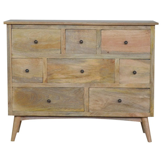 Oak-ish Solid Wood 8 Drawer Chest Living with Luxury