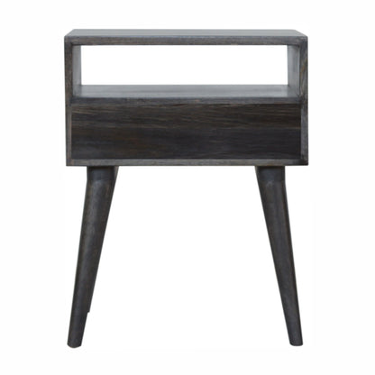 Ash Black Carved Drawer Bedside Living with Luxury