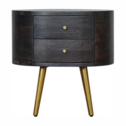 Ash Black Bedside with Brass Legs Living with Luxury