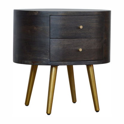 Ash Black Bedside with Brass Legs Living with Luxury