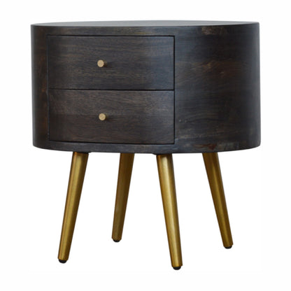 Ash Black Bedside with Brass Legs Living with Luxury
