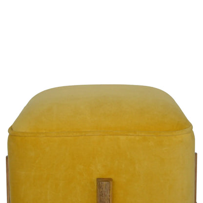 Mustard Velvet Solid Footstool - Living with Luxury