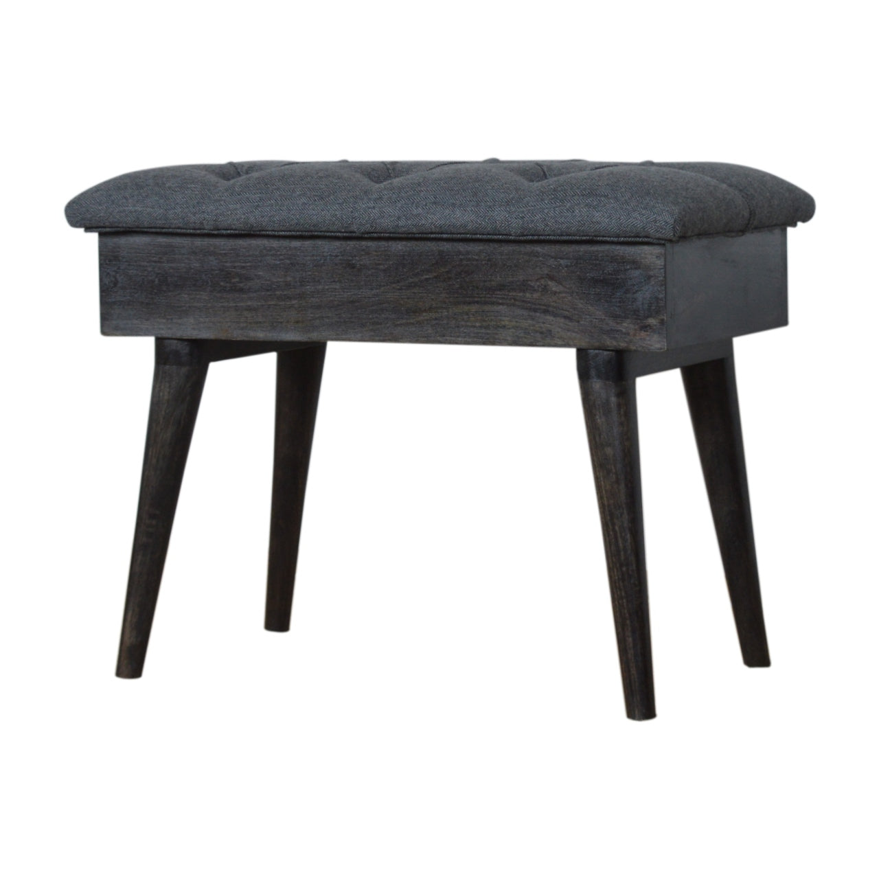 Black Tweed Storage Bench - Living with Luxury