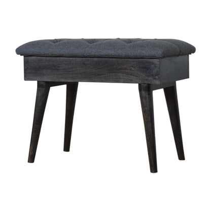 Black Tweed Storage Bench - Living with Luxury