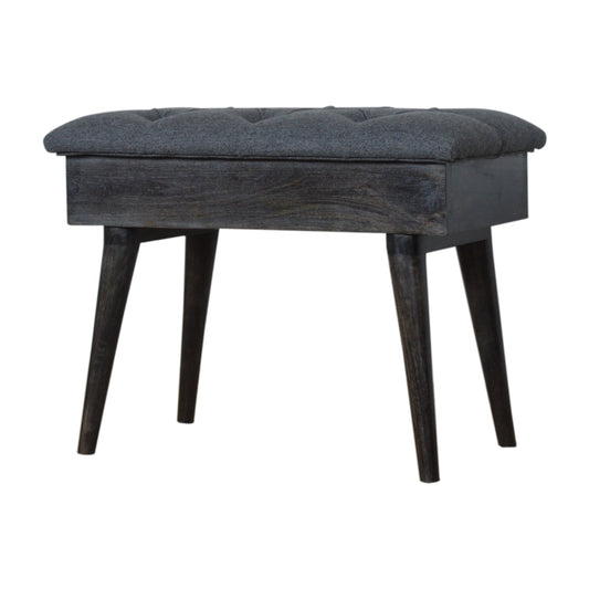 Black Tweed Storage Bench - Living with Luxury