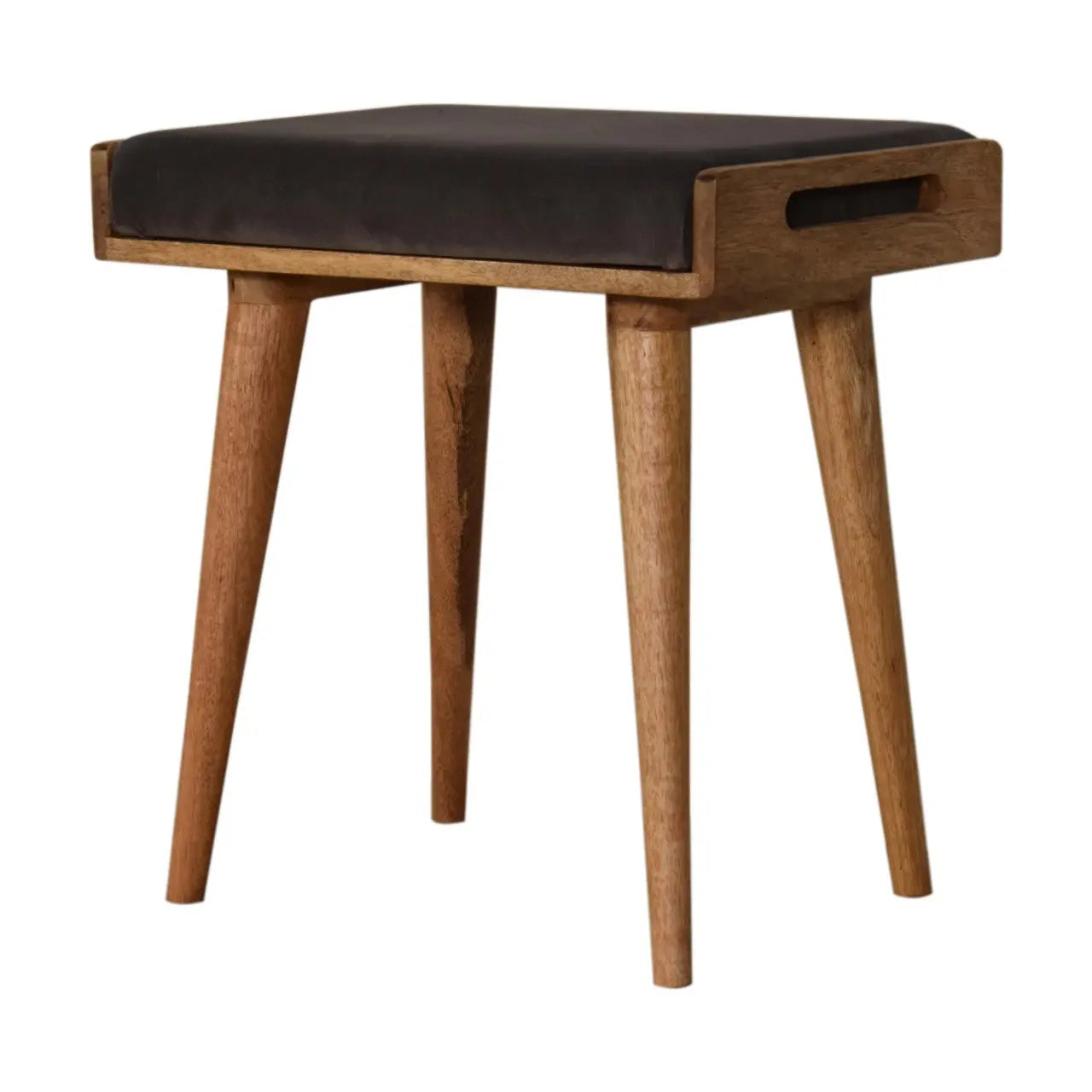 Grey Velvet Tray Style Footstool - Living with Luxury