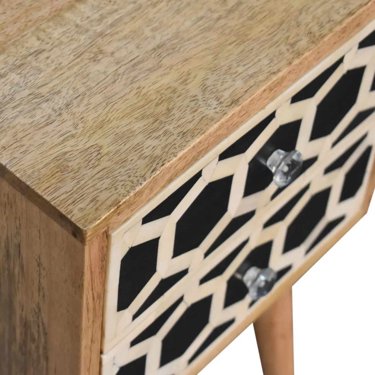 Mini Bone Inlay 2 Drawer Bedside - Living with Luxury