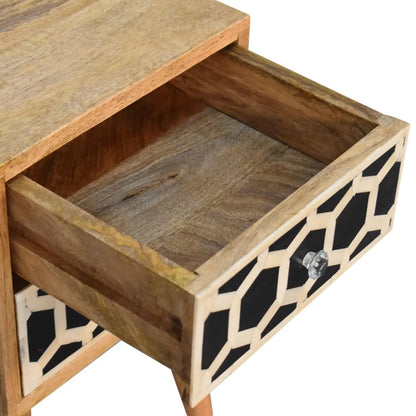 Mini Bone Inlay 2 Drawer Bedside - Living with Luxury