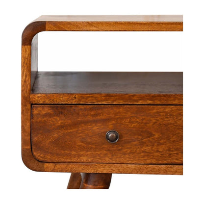 Mini Chestnut Curved Media Unit with 2 Drawers Living with Luxury