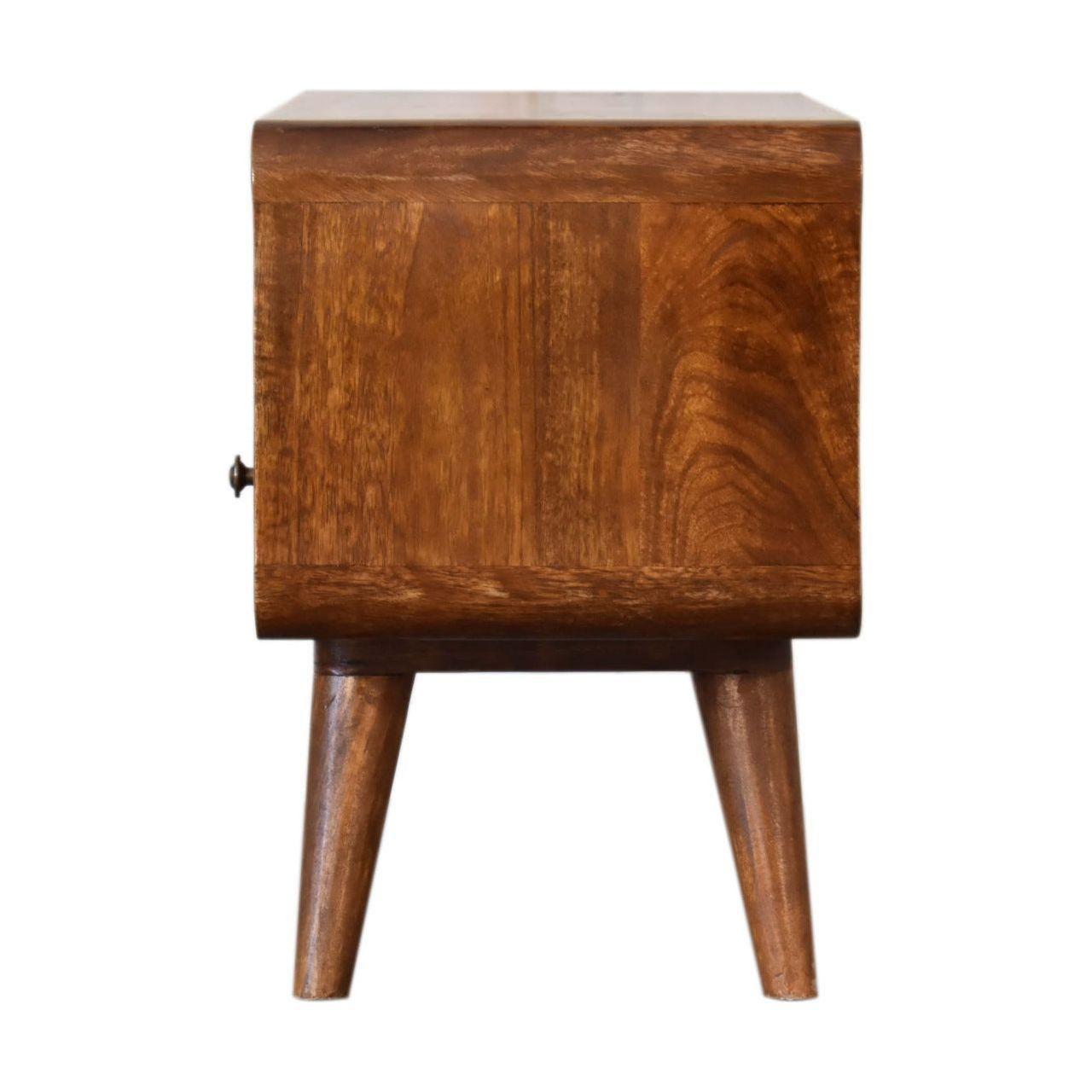 Mini Chestnut Curved Media Unit with 2 Drawers Living with Luxury