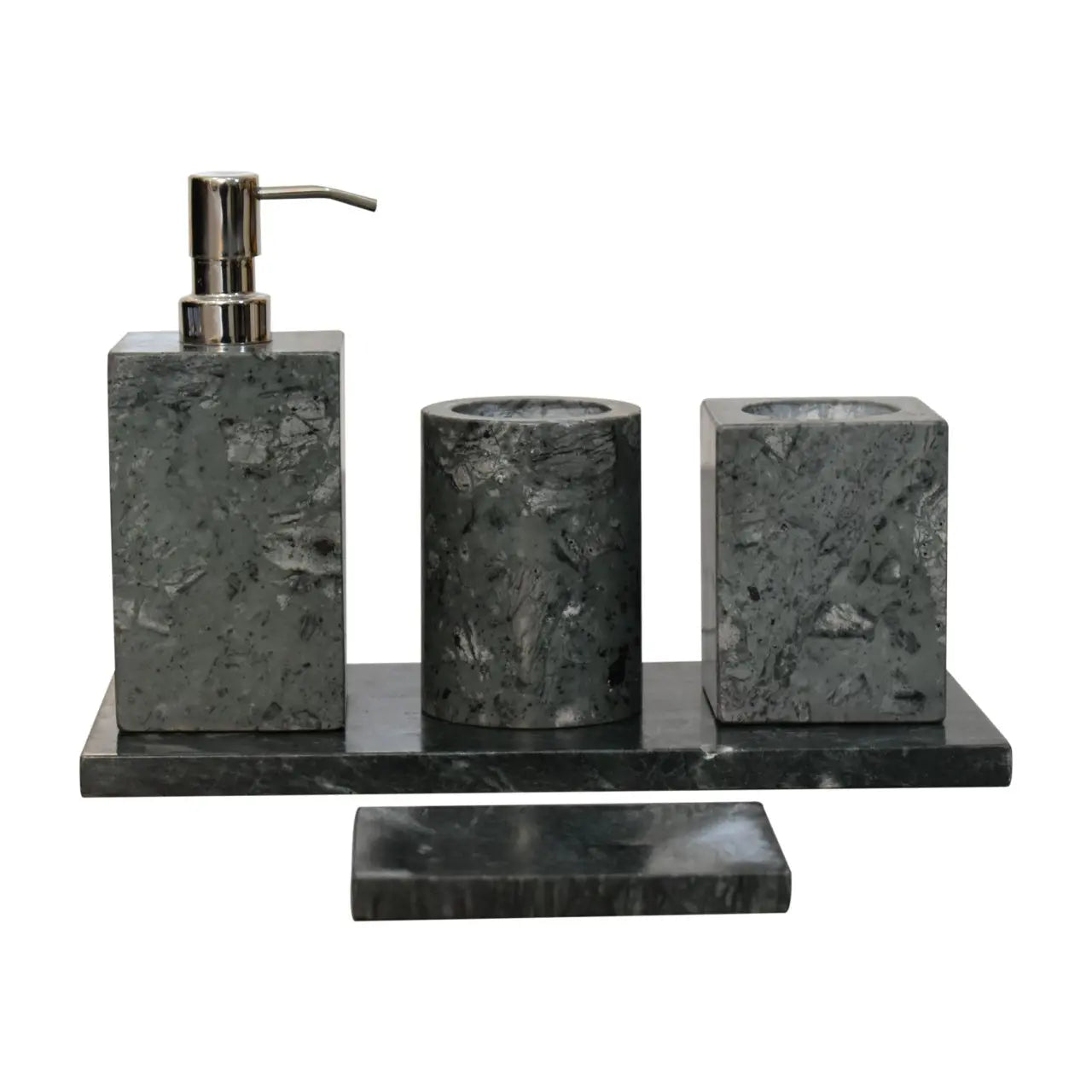 Set of 5 Green Marble Bathroom Set - Living with Luxury